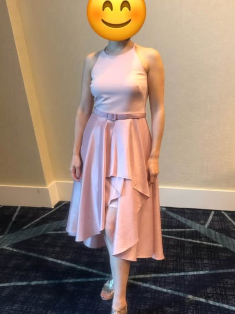 Pink halter neck high-low dress